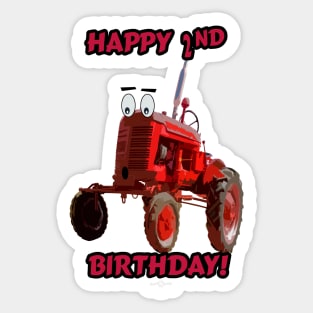 Happy 2nd birthday tractor design Sticker